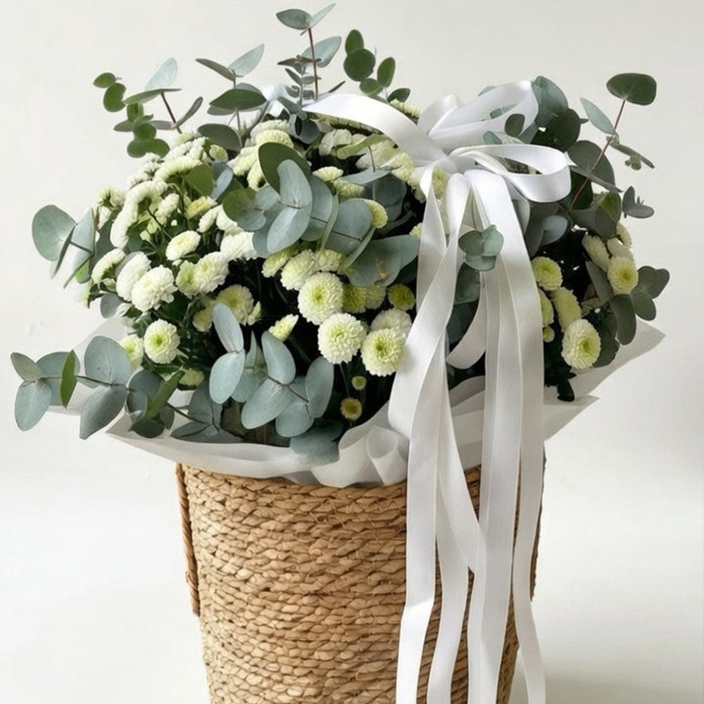 Green White Pom Pom Basket - TAVÉINE AE
