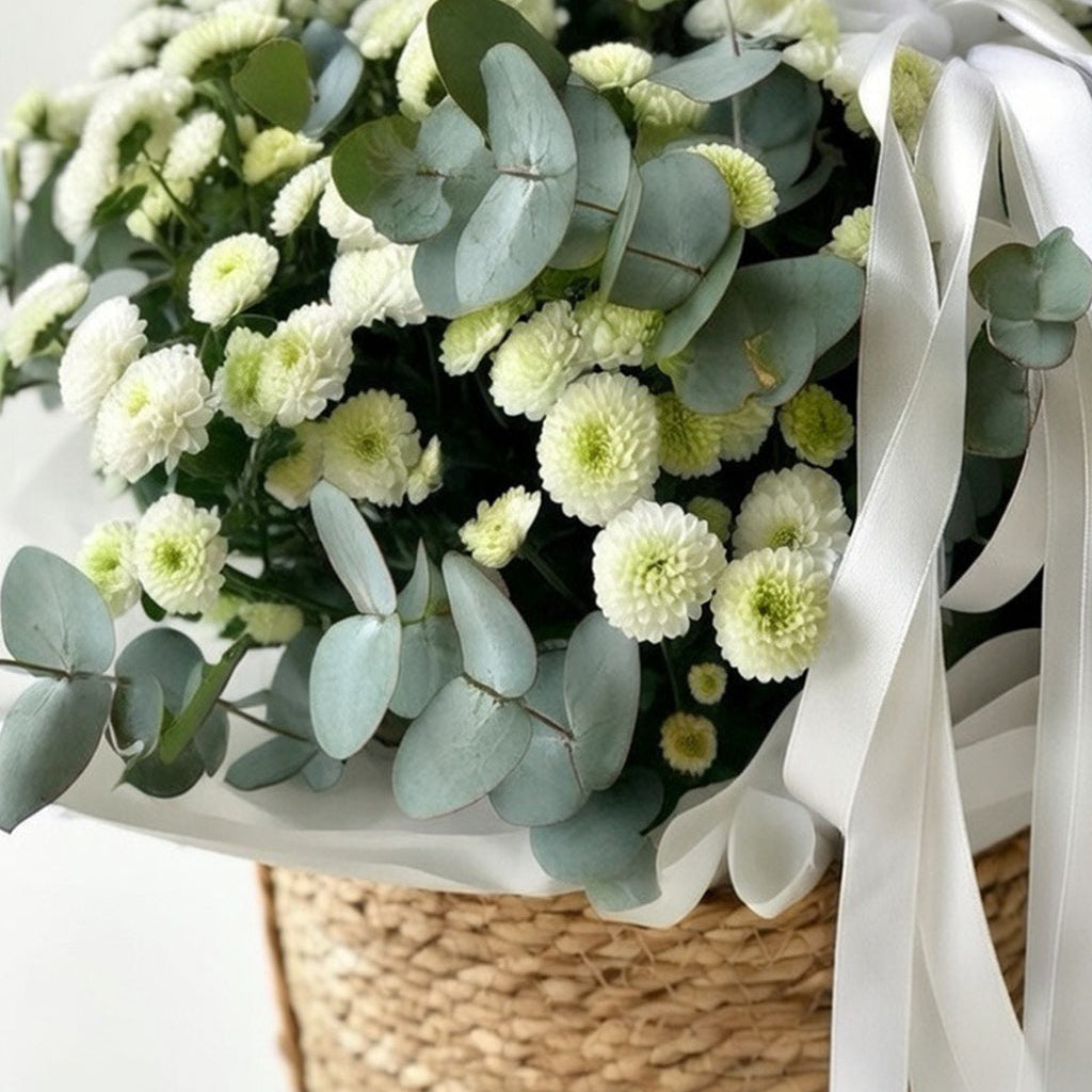 Green White Pom Pom Basket - TAVÉINE AE