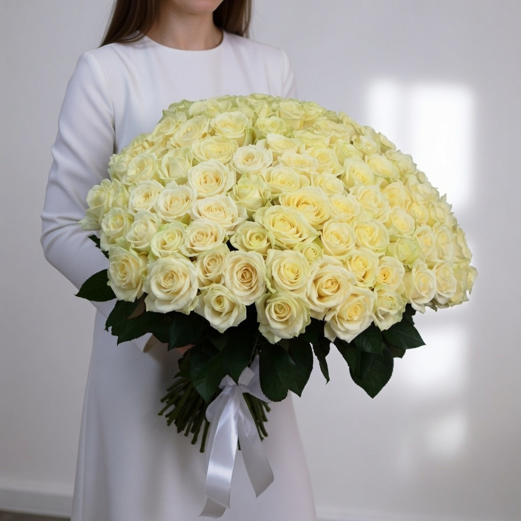 White Majesty – 101 Premium Roses - TAVÉINE AE