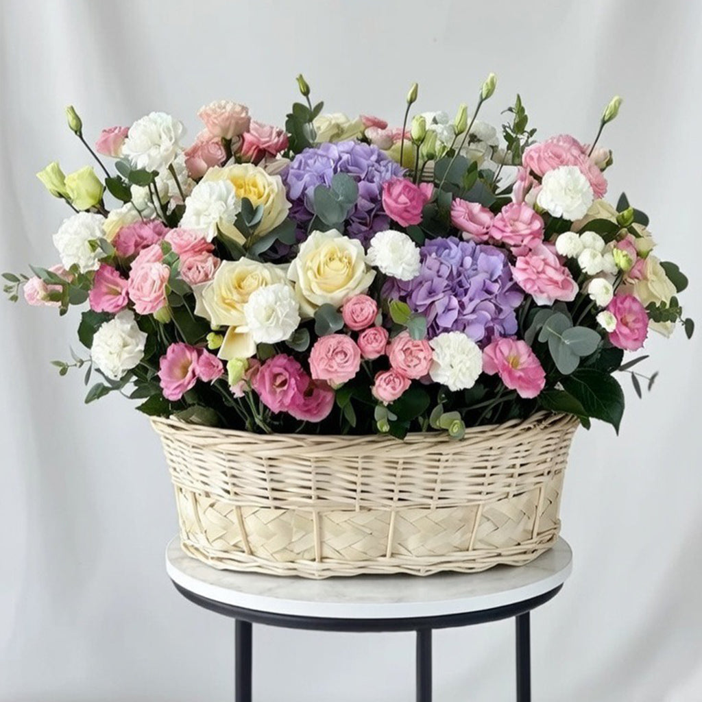 Pastel Mixed Flower Basket - TAVÉINE AE