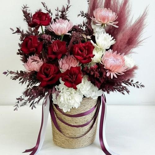 Burgundy Blush Flower Basket - TAVÉINE AE